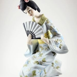 Porcelain Handcrafted Geisha Girl with Fan